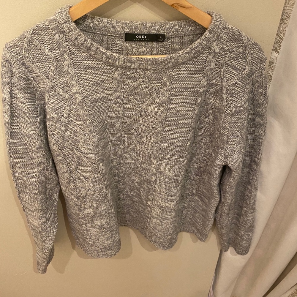 Obey Crewneck Cable Knit Sweater